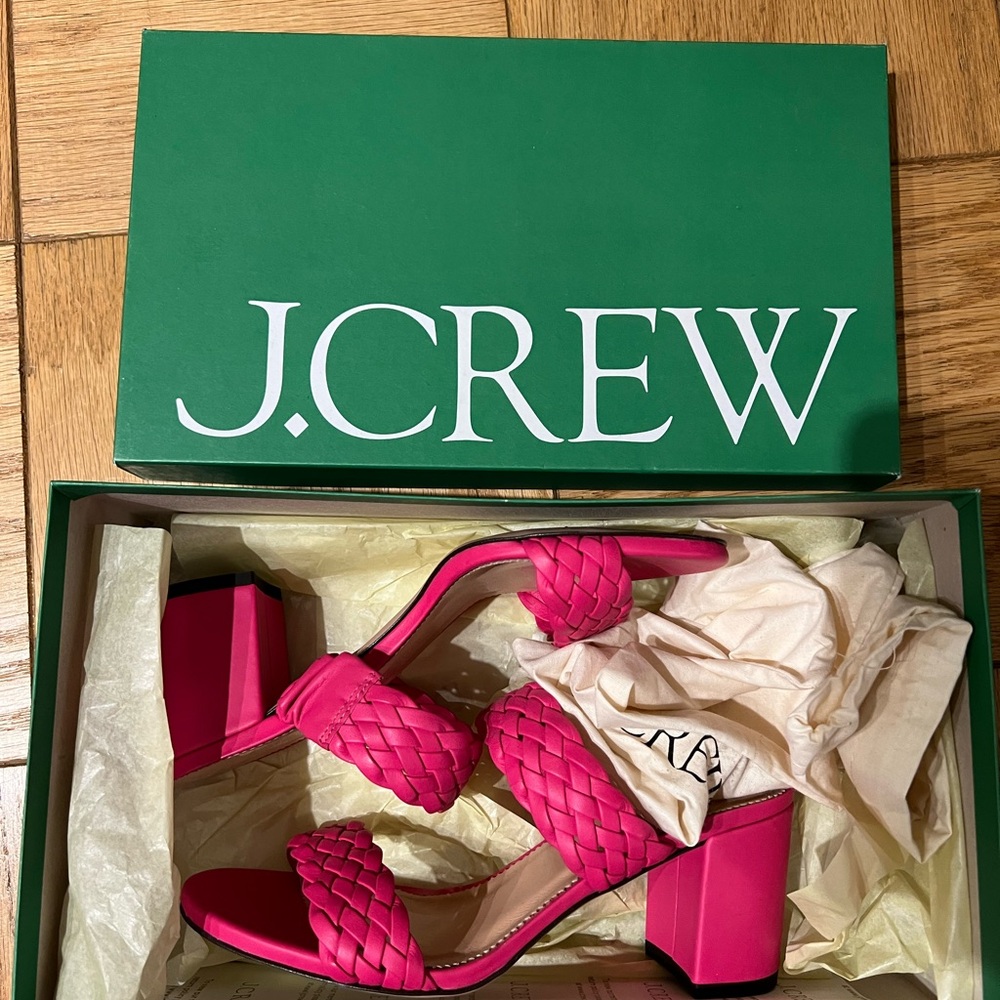 J.crew lucie braided-strap sandals in Italian leather - festival pink